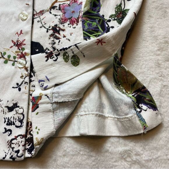 Culture By Krazy Larry Light Denim White W/Floral and Butterfly Shirt/Jacket - Picture 9 of 12